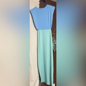 Elegant mint and blue maxi dress